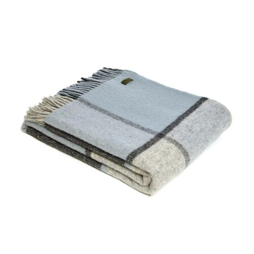 Tweedmill Pure New Wool Block Check Duck Egg Throw